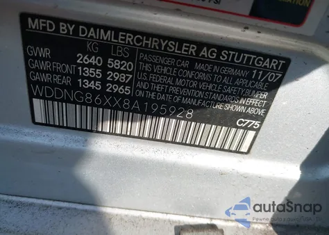 2008 Mercedes-Benz S 550 4Matic z USA, uszkodzony, nr VIN WDDNG86XX8A195928